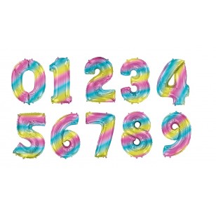 Shaped Pastel Gradient 40" Number Balloon 0-9 - Inflated
